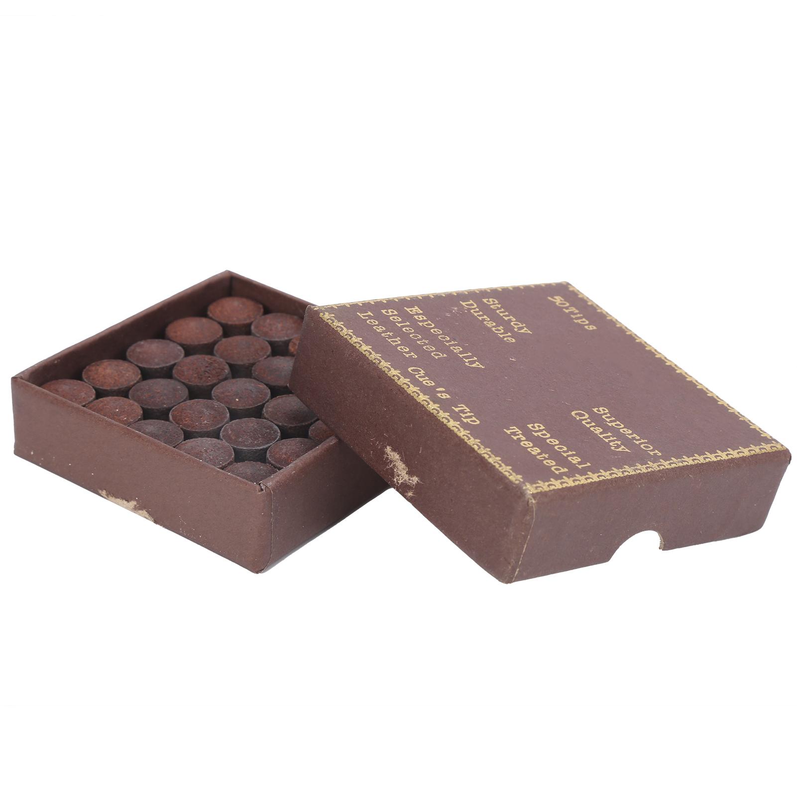 

50pcsbox 10mm Cue Tips Kit Snooker Red Leather Cue Stick Tips for Pool Eight Ball