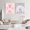 Dievčenský citát Ružový nástenný umelecký plagát Tlač Kancelária Spálňa Dekor na plátne Vtipné feministické pastelové farby Rainbow Colou Painting Room Home Decor (s rámom)