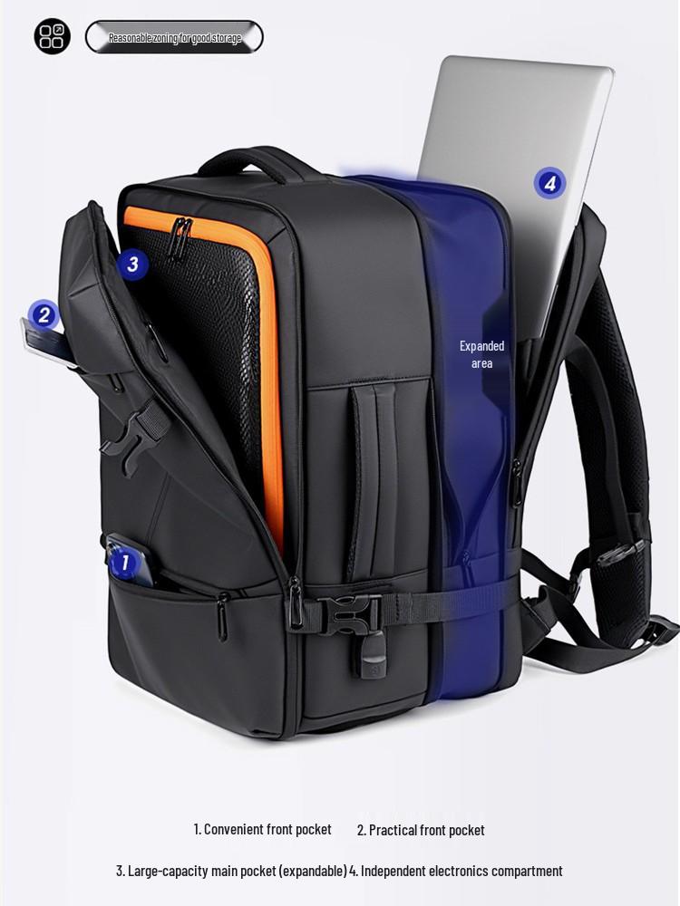 Expandable High-End Laptop Backpack with Shoe Compartment