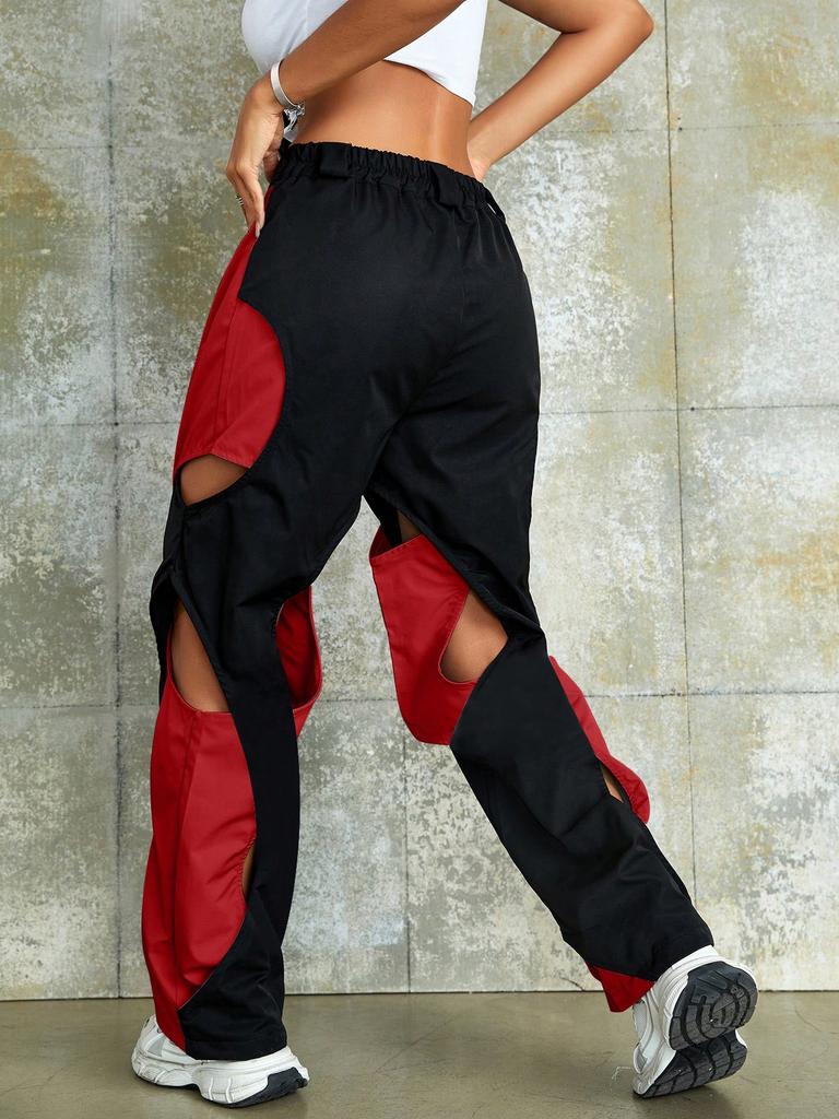 Rose Beauty A Rave Two Tone Cut Out Cargo Pants