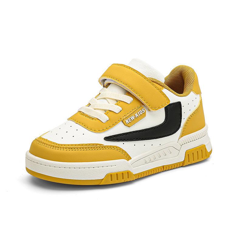525 Children's Wear-resistant Little White Shoes Classmates 2025 New Boys Casual Sports Shoes Girls Leather Soft Baseplate Shoes