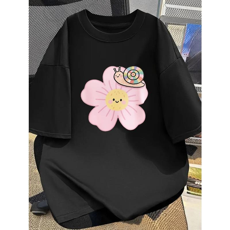 WomenS Casual TShirt with Cartoon Print Fit Half Sleeve Summer 2025 Harajuku Sleeve Casual Clothing Street Aesthetic Clothes