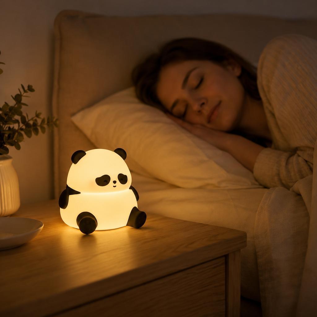 Panda Shaped Night Light Soft Silicone Touch Sensor Table Lamp Child Friendly Portable Rechargeable LED Light for Bedroom Nursery