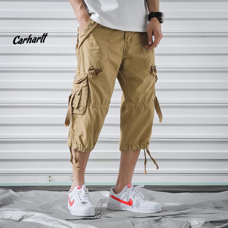 

Мужские свободные рабочие шорты, модные пляжные повседневные брюки, летние рабочие брюки, уличные шорты на шнурке 29 хаки