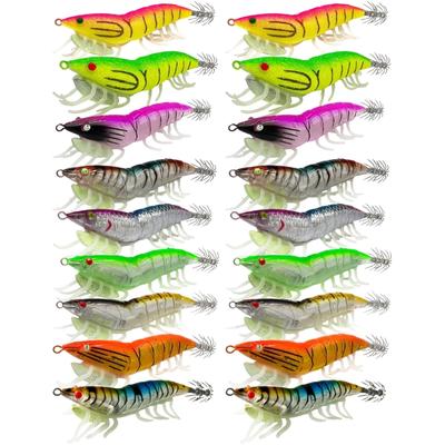 Fishing Lures Shrimp Lures Baits Glow Jig Hook Glow Squid Jig Artificial Baits Cuttlefish Hook with Rings Bead