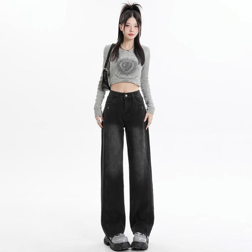 

Персонализированные универсальные широкие джинсы женские весенне-осенние новая мода прямые облегающие с высокой талией драпирующиеся брюки в пол 2XL