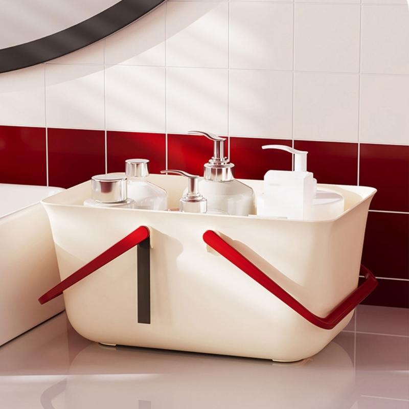 Atmungsaktiver Badezimmer-Aufbewahrungsorganizer mit Griff Tragbarer Duschkorb für Toilettenartikel und Badezimmer-Essentials