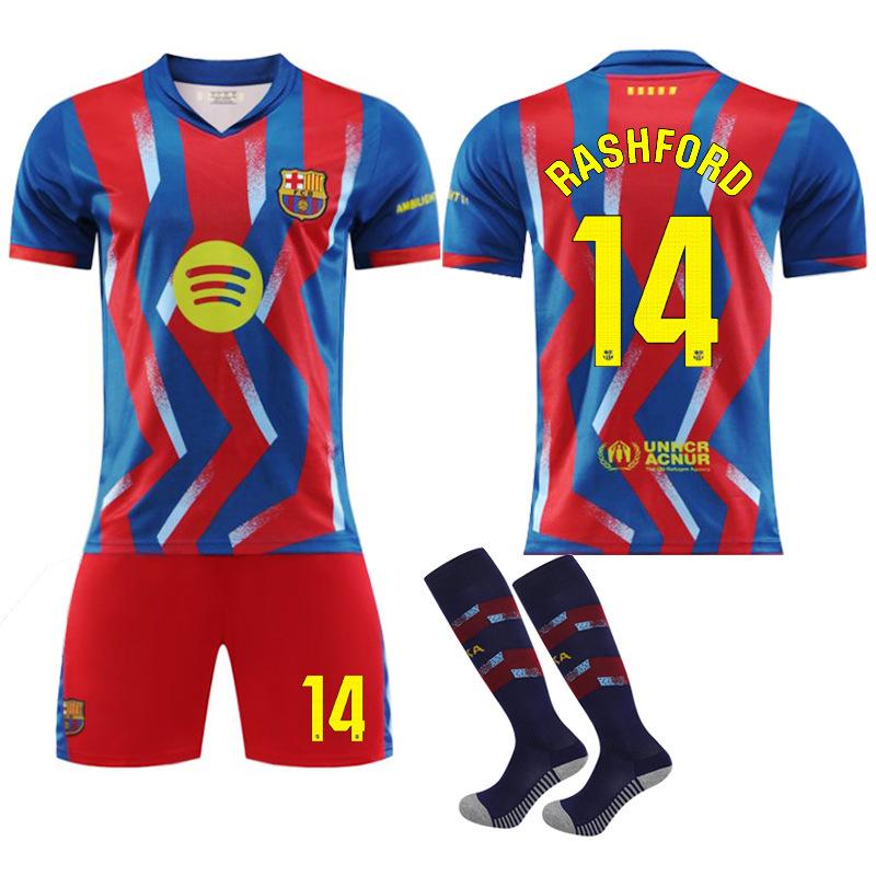 2526 Barcelona Four-way No. 10 Messi Jersey Suit Men's No. 9 Lewandowski 8 Pedri 14 Rashford Football Uniform