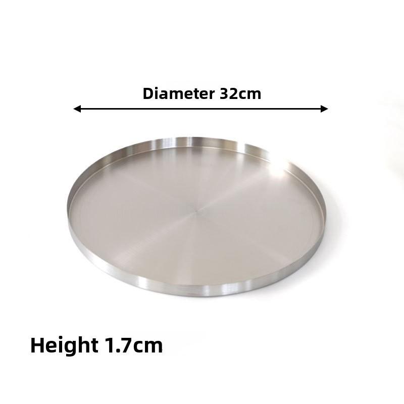 Stainless Steel Round Tray Serving Plate With Brushed Finish For Hotel And Home Use
