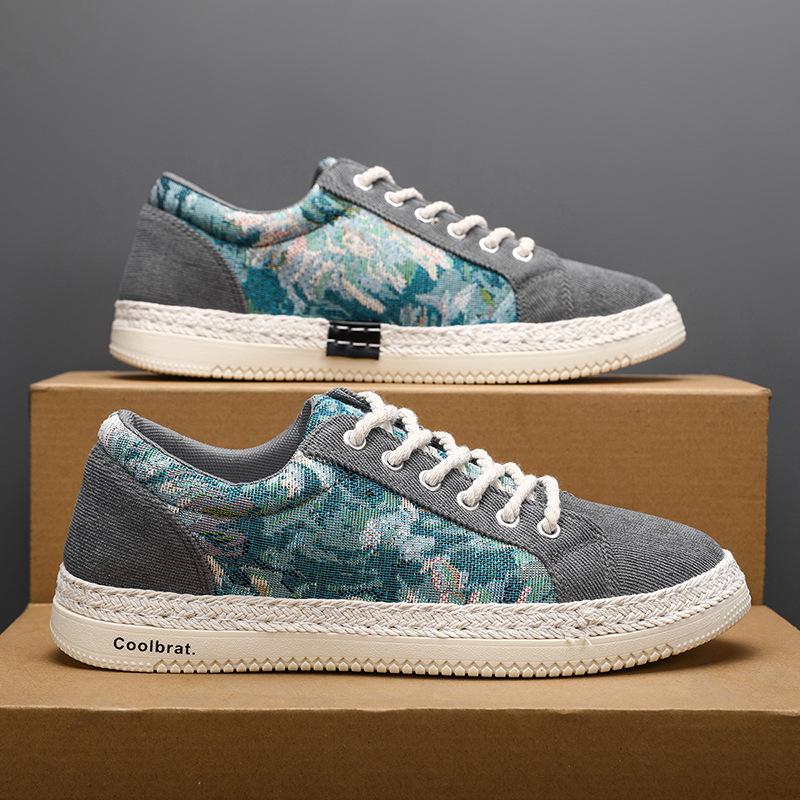 

Canvas shoes boys 2024 summer breathable trend versatile sports and leisure board shoes men s linen cloth shoes old Beijing cloth shoes 39