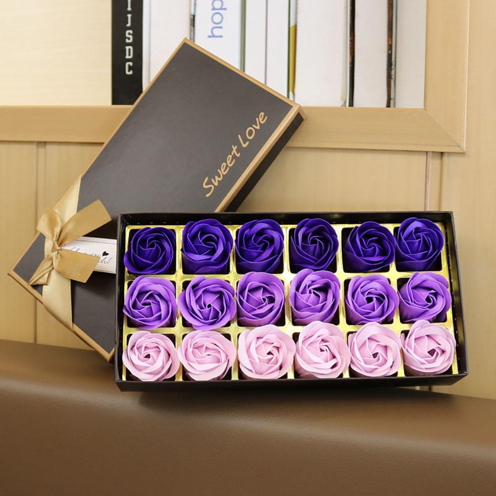 18pcs Soap Rose Flowers Gift Box Romantic Scented Bath Soap Flower Fake Flower Wedding Valentine's Day Gifts Creative Hand Gifts