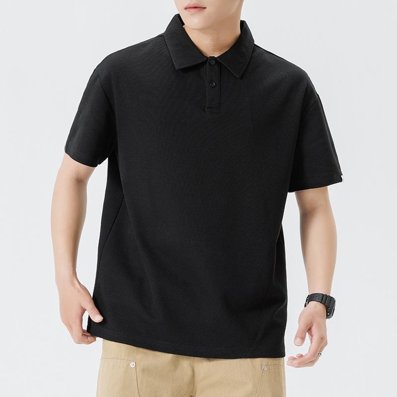 

New Summer Lapel Polo Shirt Men Heavy Short-sleeved T-shirt Men s Lapel Thin Short T-thigh 3XL