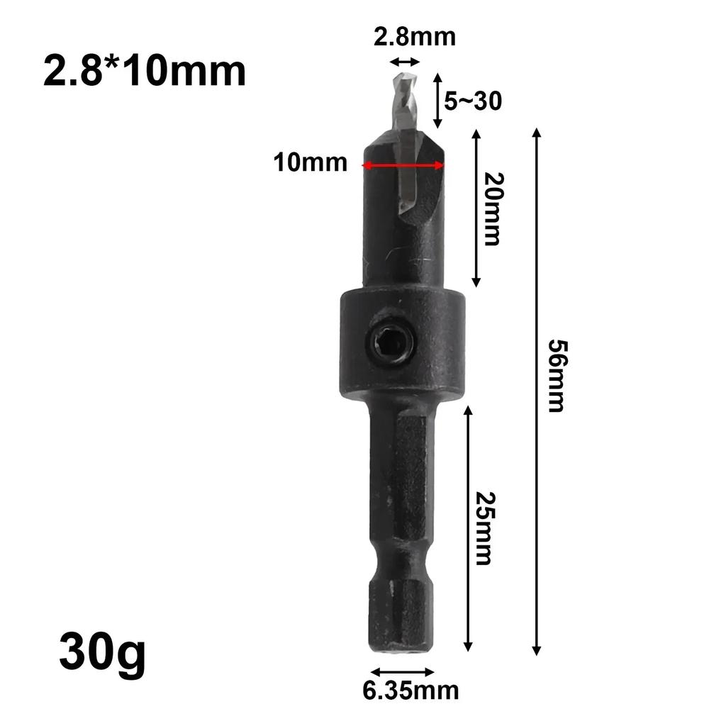1Pc Countersink Drill Bit Salad Step Drill Bit 2/2.5/2.8/3.25/3.5mm Bit Head Hex Shank For Woodworking Hole Punching Carpentry