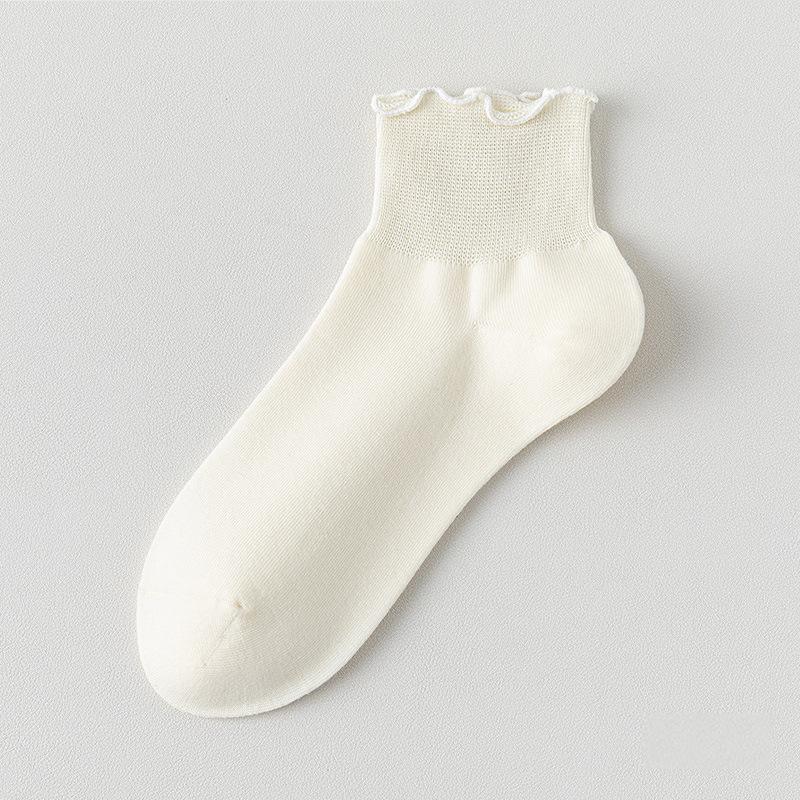 Women's Lace Loose-fitting Short Socks, Loose and Thin-mouthed Maternity Socks, Black Fungus and Lotus Leaf Rim Summer Socks