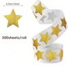 500 sheets per roll - Laser-finished fine sand gold five-pointed star stickers - Roll for gift decoration envelope sealing stickers