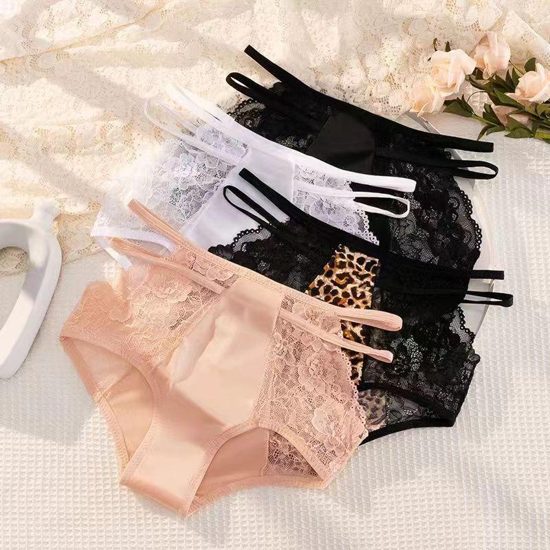 Frauen Sexy Spitzenhöschen Bequeme Unterhose Spitzenhöschen Einfarbige Dessous