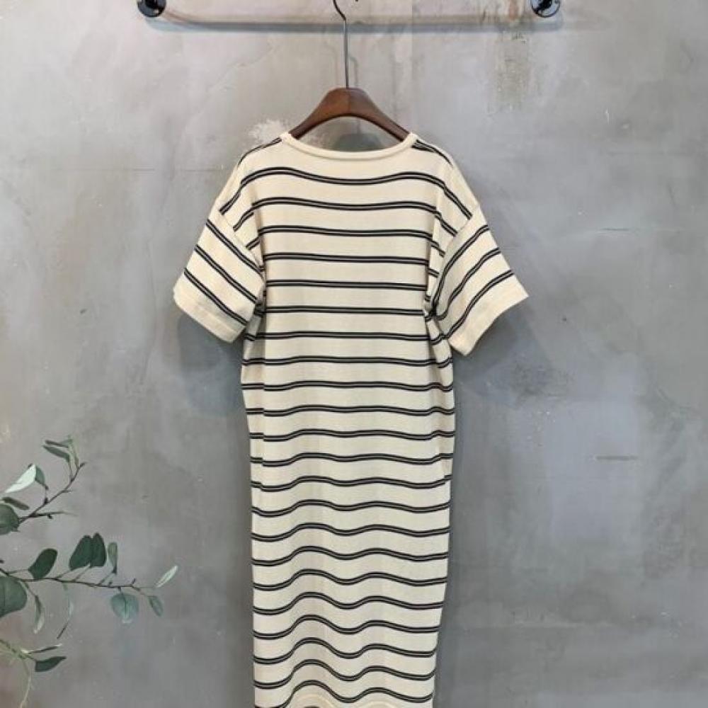 C S In The Room Tumi Stripe Short Sleeve Knit Long dreSS SCarf Set 2Color