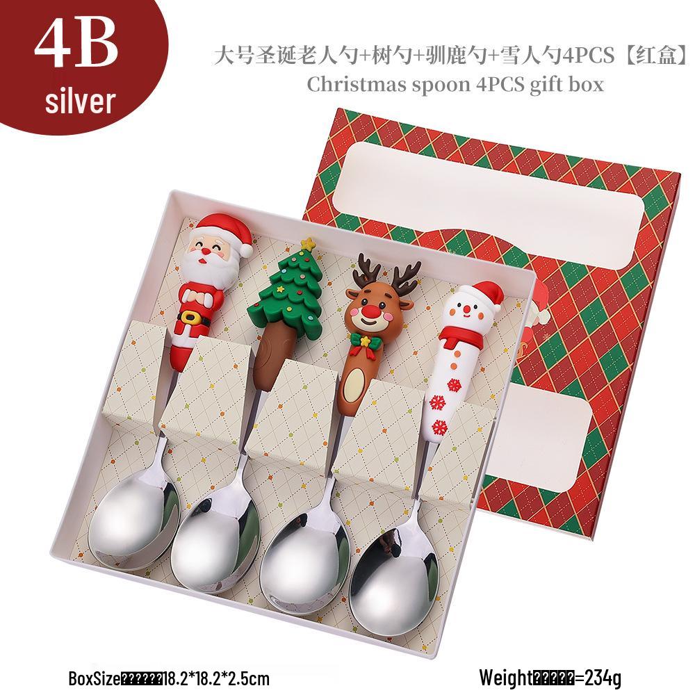 Cross-border Cute Cartoon Christmas Tree Cutlery Set: Spoon, Fork & Gift Box