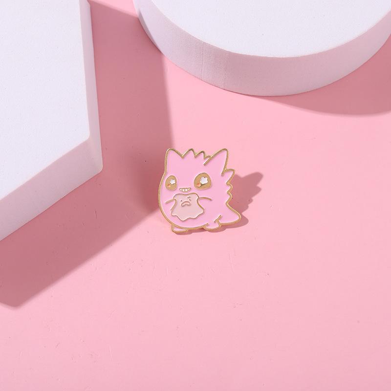 Anime  Happy Ghost Hard Enamel Pin Cartoon Ditto Badge Fashion Funny Lapel Backpack Pins Decor Unique Gifts