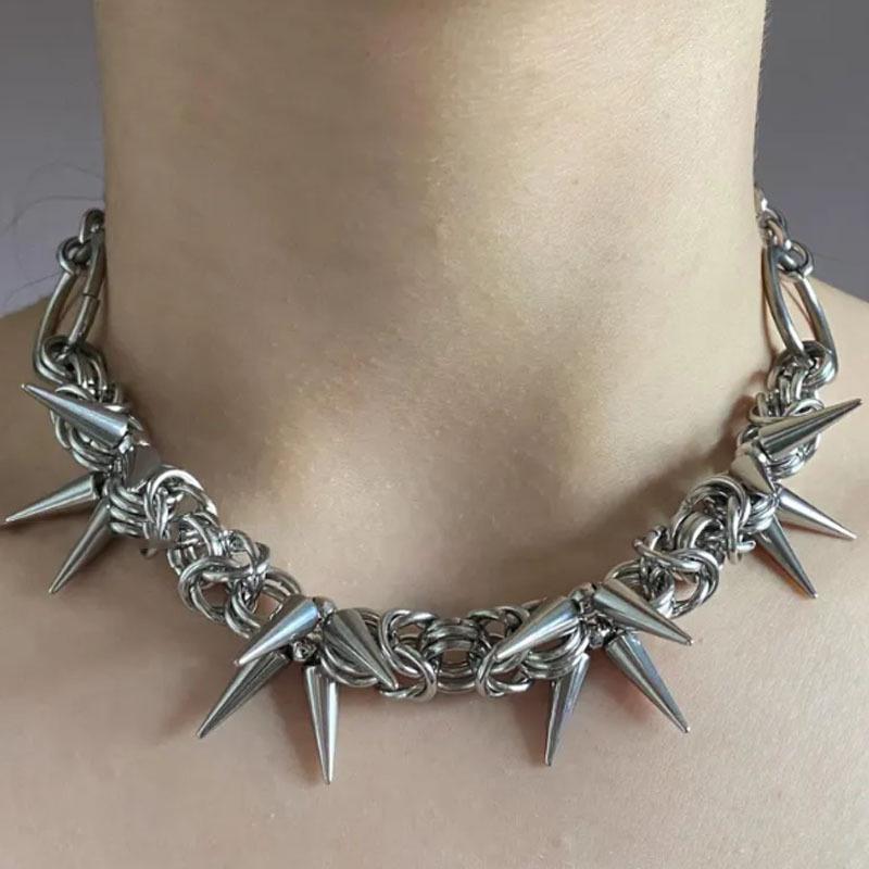 Punk Retro Thorn Thick Necklace Fashionable Men Women Choker Hip-Hop Personality Couple Jewelry Accessories Gift