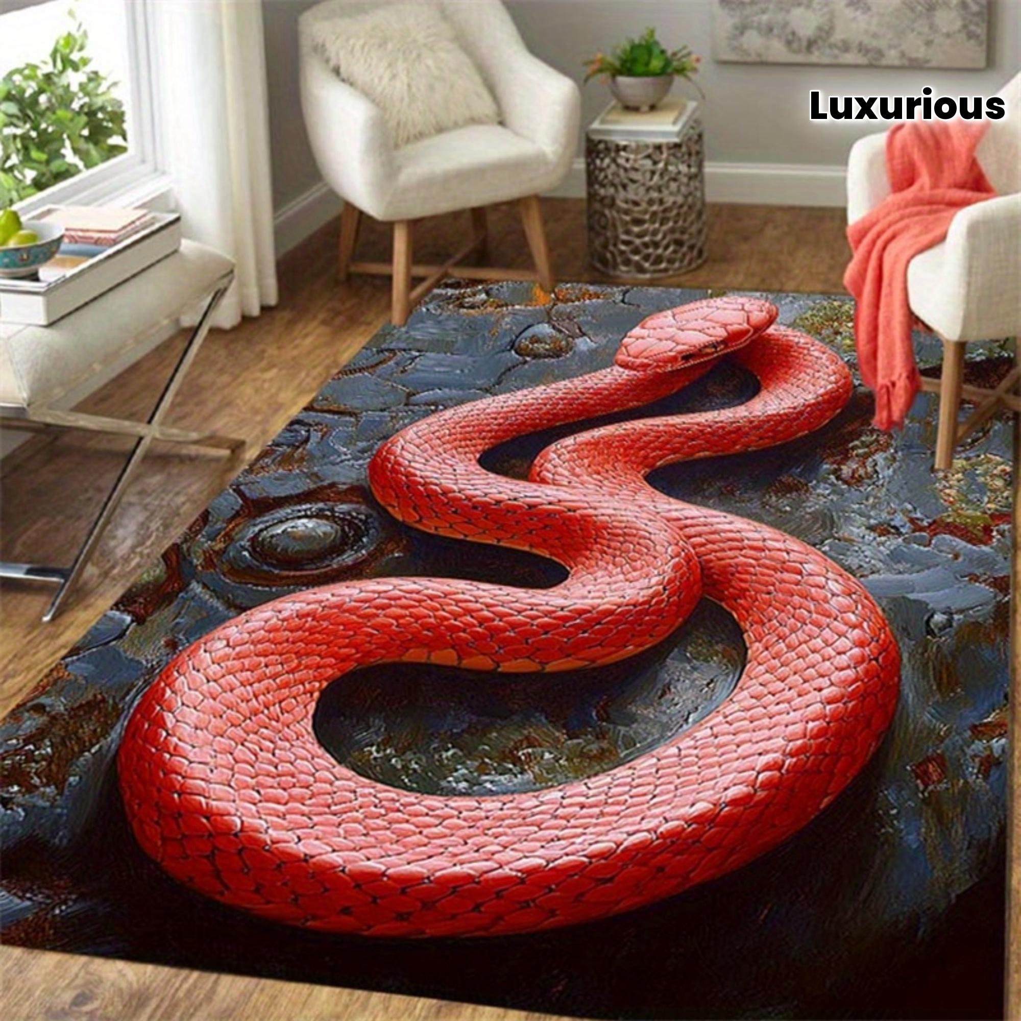 

Luxury Red Snake on Jade Pattern Doormat, Elegant Non-Slip Entryway Rug, Durable Washable Floor Mat for Bedroom and Home Decor 40x60cm