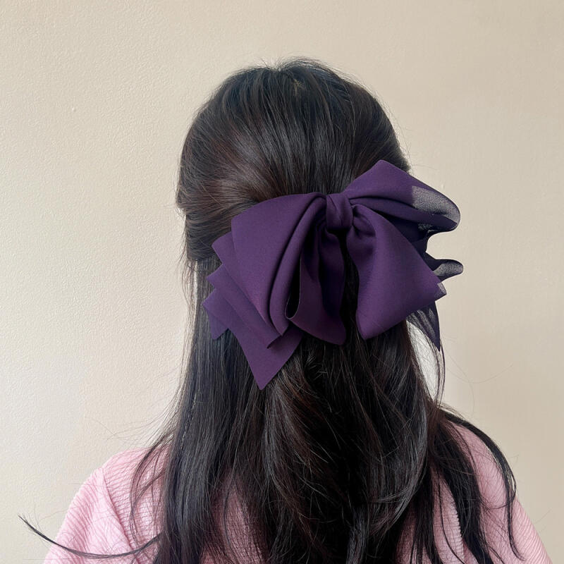 Chiffon double-wing lovely hairpin (purple)