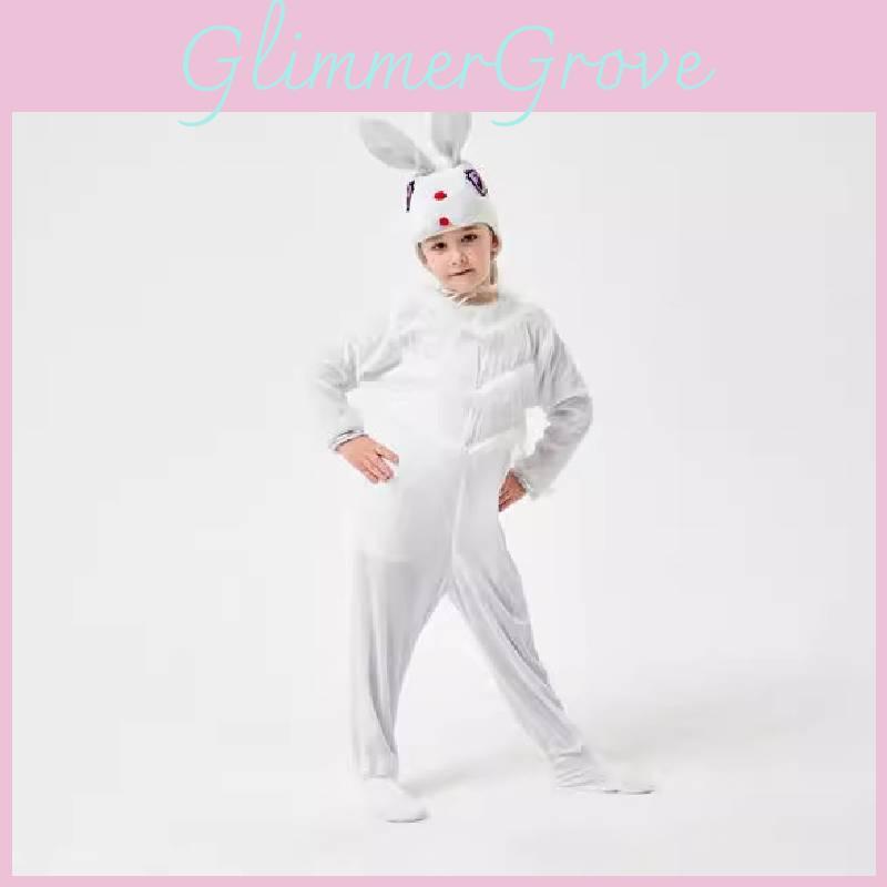 Adorable Kids White Rabbit Costume For Halloween And Cosplay Unisex Jumpsuit