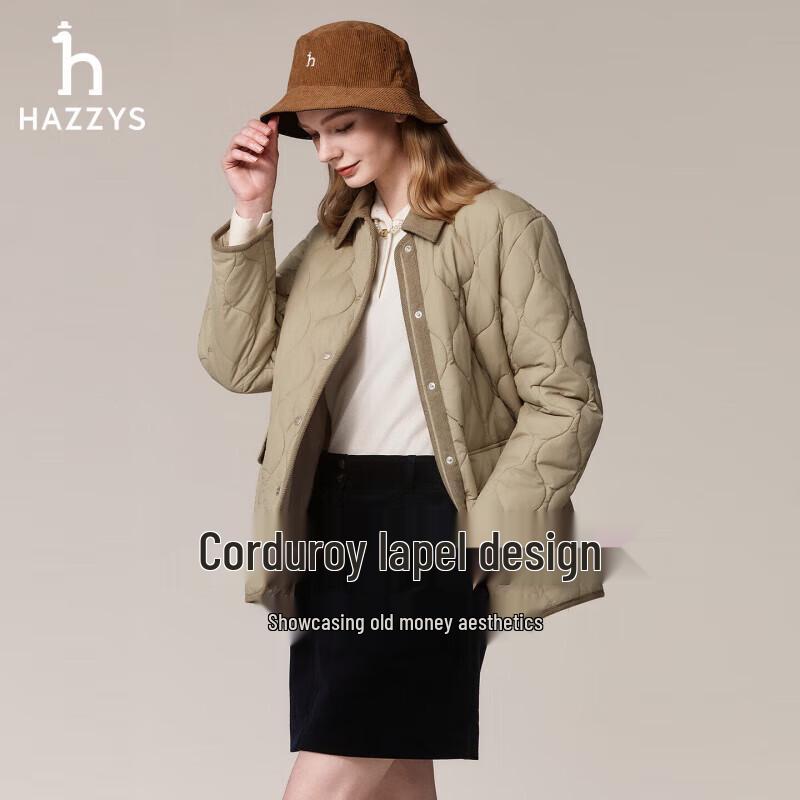 HAZZYS Women's PHIZ Series Corduroy Collar Quilted Padded Jacket