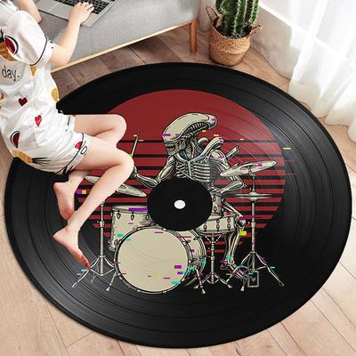 SuperDrummer Round Area Rug,Carpet Rug for Living Room Bedroom Sofa Playroom Decor,Non-slip Floor Mat