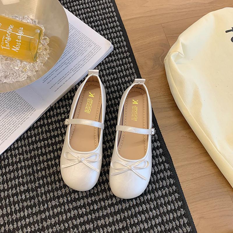 Inner Height Increase French Gentle Mary Jane Single Shoes Women's Shoes 2025 New Spring Bow with Skirt Evening Shoes