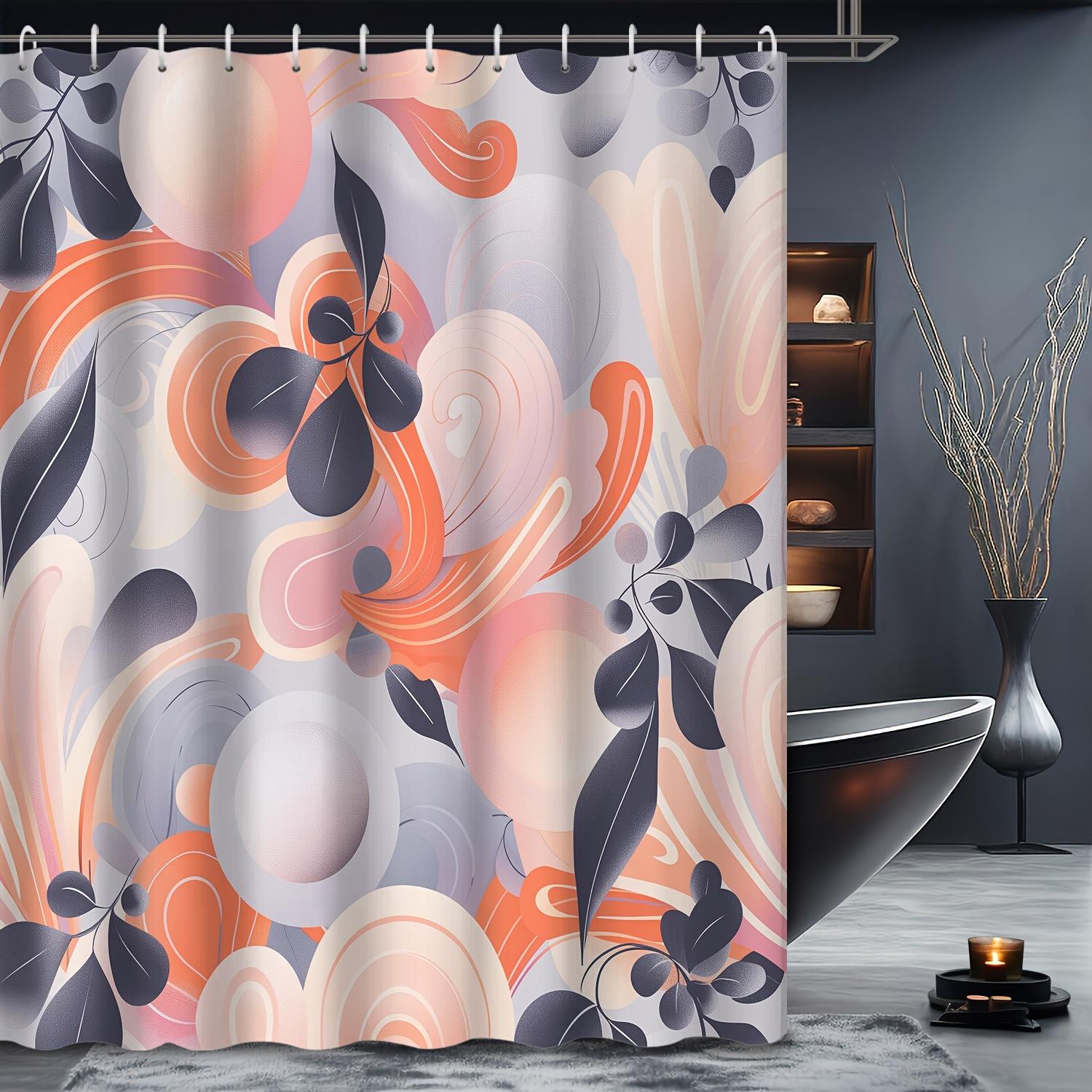 

Floral Geometric Curtain - Water-Resistant, 12 Hooks, Machine Washable, Grommet Top, All-Season W60H190(CM)-1 Pcs