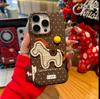 Applicable To Apple 17 Mobile Phone Case 16promax Anti-drop 15Pro All-inclusive 13/14 Protective Case Polka Dot Pony Bracket