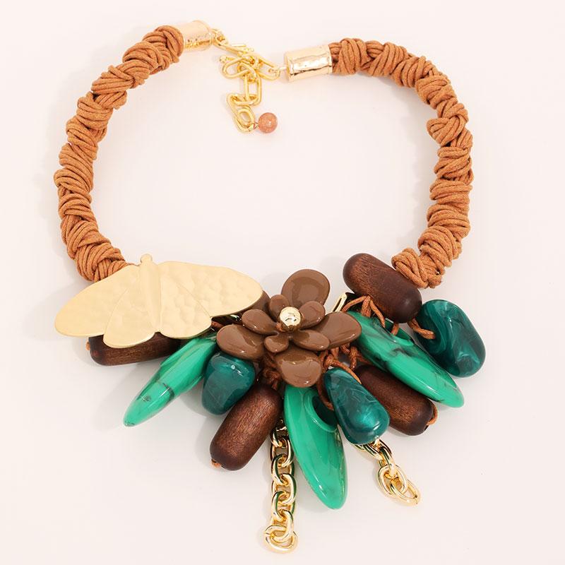 Statement Beads Necklace Butterfly Design for Woman Girl Wedding Party Jewelry