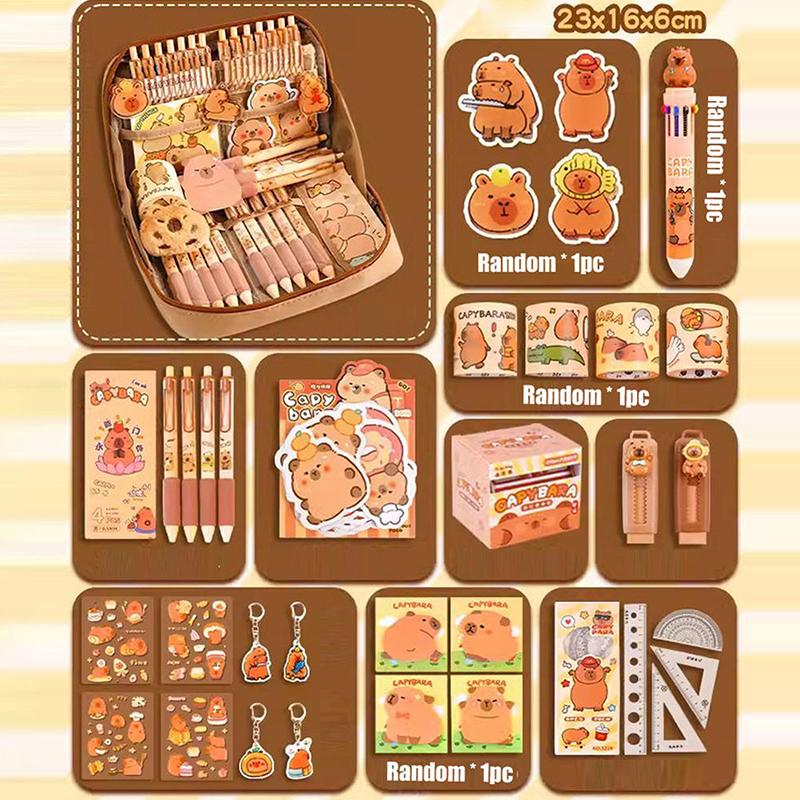 Large Capacity Gift Box Capybara Stationery Set Pencil Case Abundant Study Stationery Cute Back-To-School Gift Kit For Students
