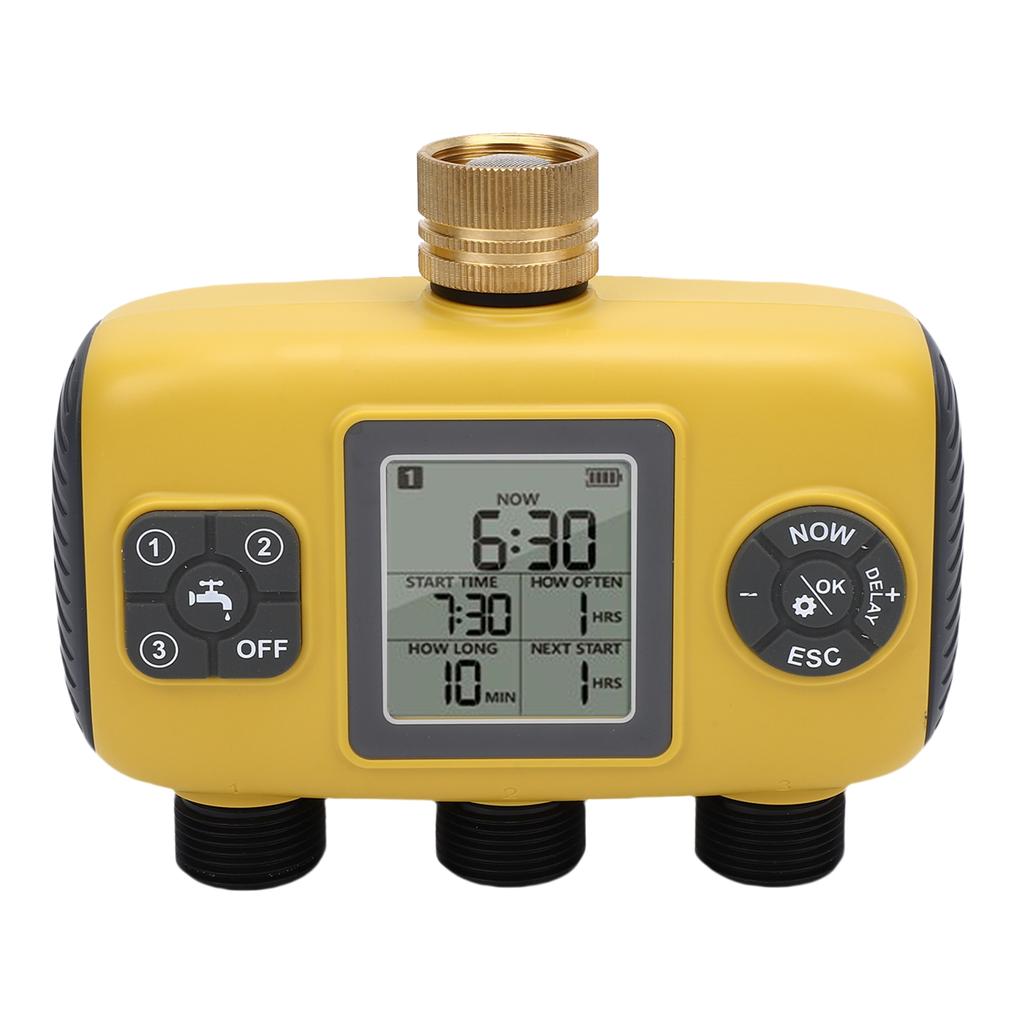 3 Zone Sprinkler Timer Programmable Manual Automatic Watering System with Brass Inlet Rain Delay IPX5 Waterproofing for