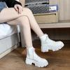 New Ladies Shoes Side Zipper Women's Boots Fashion Cross Lacing Office and Career Hot Sale Round Toe Shoes for Women