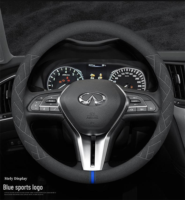 Suede Leather Steering Wheel Cover for Infiniti QX50, QX60, Q80, Q70L, Q50L, FX3