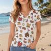 Disney Minnie Mouse Kawaii Women's T-shirt Summer Female Clothing V-neck Polka Dot Short Sleeve 3D Print Fashion Y2K T-shirts