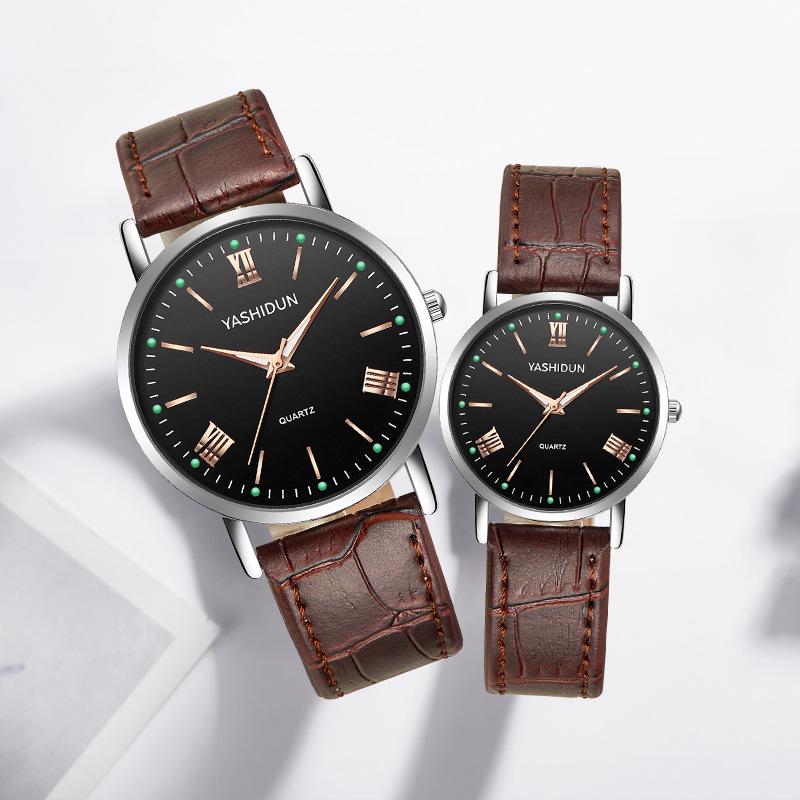 Lyserande Kvartsur för Herrar & Damer med Stål- & Läderarmband - Affärs- & Casualstilar