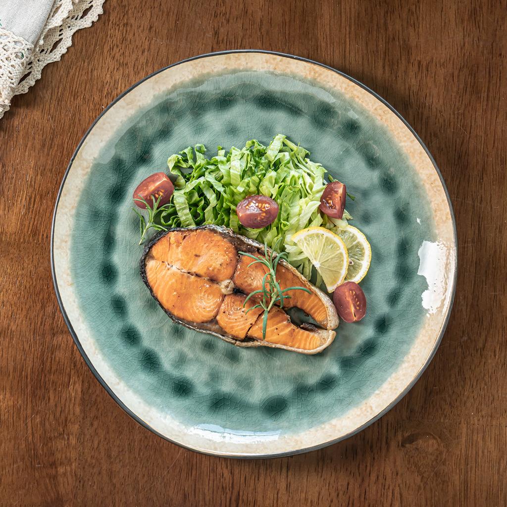 Plate Ice Crack Glaze Ceramic Large Plate Western Food Plate Household High-Value Vegetable Plate Commercial Plate Restaurant Plate