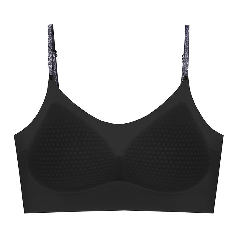 

Летний бюстгальтер Изящные сверкающие бретели Фиксированная чашка Без бретелек Без косточек С эффектом пуш-ап XL чёрный