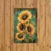 2D Flat, 1 Piece 12x8 Inch Vintage Sunflower Aluminum Metal Sign - Rust-proof Wall Art with Vibrant Yellow Sunflowers