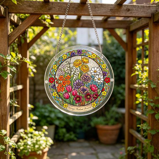 Acryl-Puzzle-Sonnfänger mit farbiger Lichtprojektion, DIY-Fensterhänge-Dekoration für Garten, Terrasse, Wohnzimmer, UV-bedrucktes Puzzle für Heimbüro