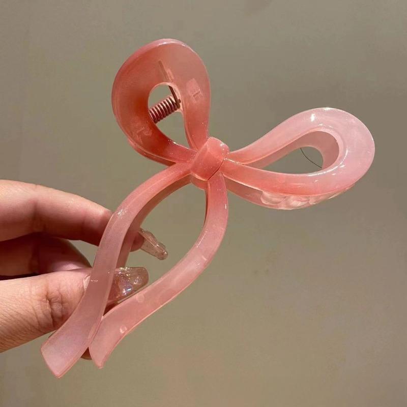 Simple Hollow Streamer Bow Ties Oil Dripping Plastic Hair Claw Clip Hairpin Hair Accessories for Women