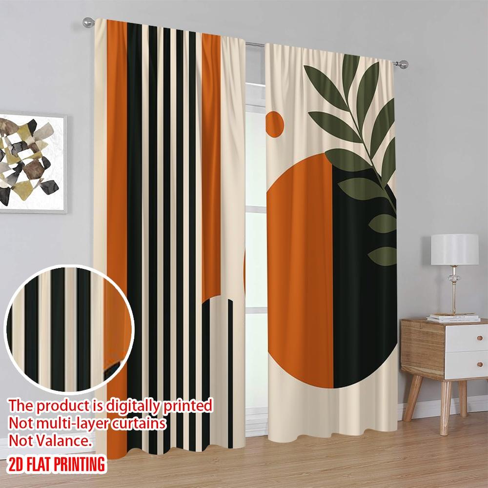 2pcs,2D plane printing Contemporary Curtains Retro Geometry Versatile Polyester (without rod) Art Deco Festive Use for Living