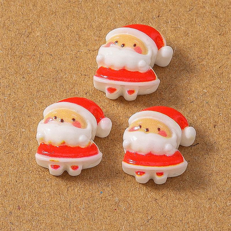 10pcs Resin Christmas Elk Santa Claus Flat Back Cabochon Scrapbook for Jewelry Making DIY Hairpin Brooch Accessories Supplies