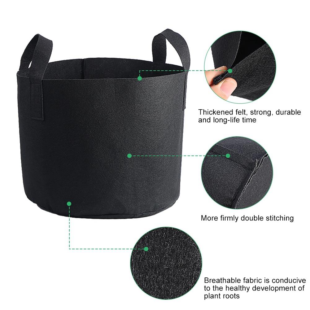 Black Plants Growing Bag Vegetable Flower Aeration Planting Pot Container (7 Gallon 30 X 35cm)