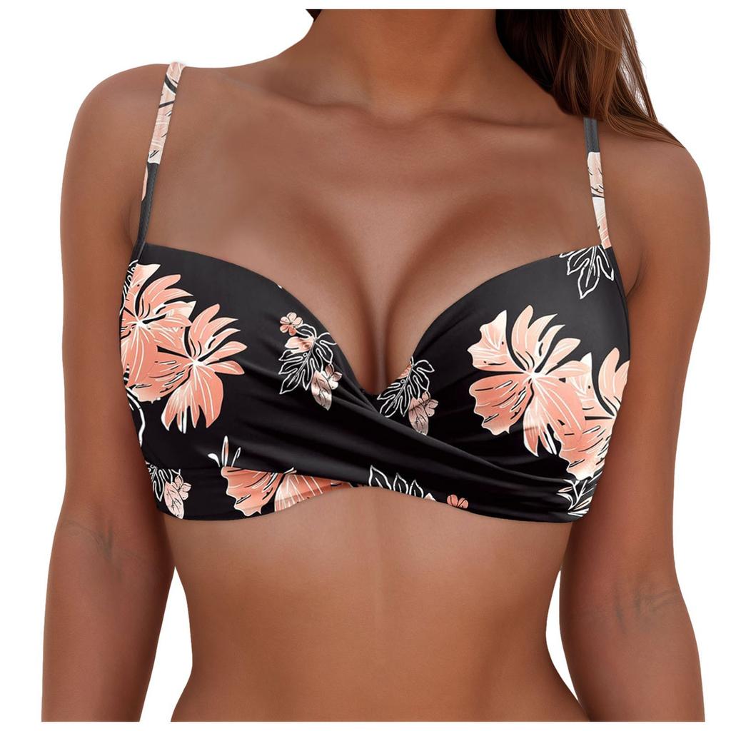 Explosive Ladies Multicolor Split Gather Skinny Seaside Sling Bikini Bikini