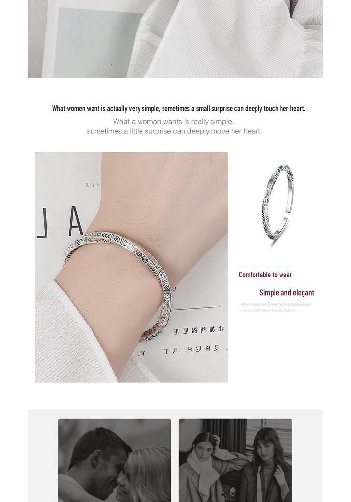 Silver-Plated Bohemian Mobius Strip Cuff Bracelet for Women