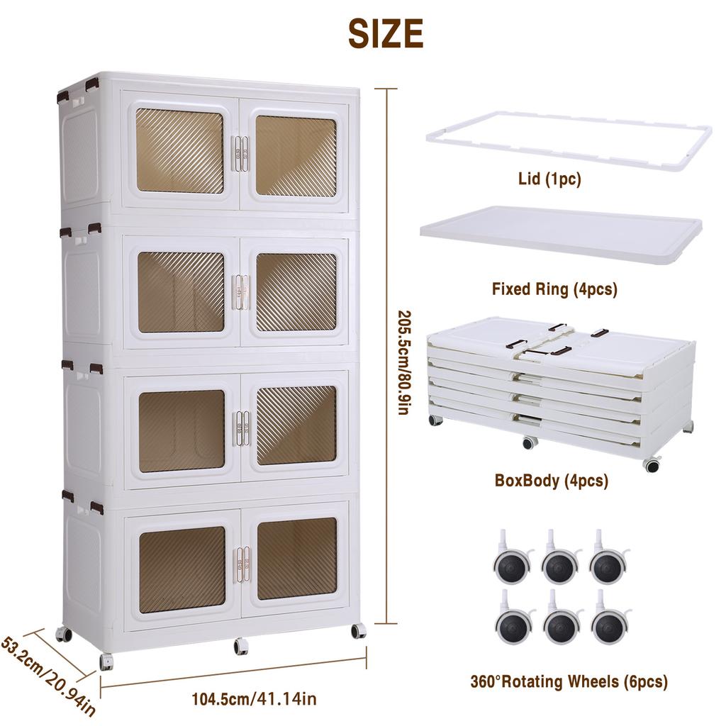 Closet Storage and Organizer with Lid Plastic Storage Cabinet with Wheel Free Installation Storage Cabinet for Small Spaces Bath